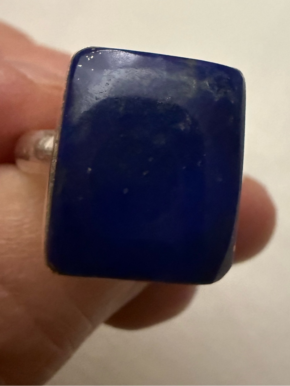 Like New (Worn Once) Natural Lapislazuli Blue Stone 925 Silver Statement Ring 8
